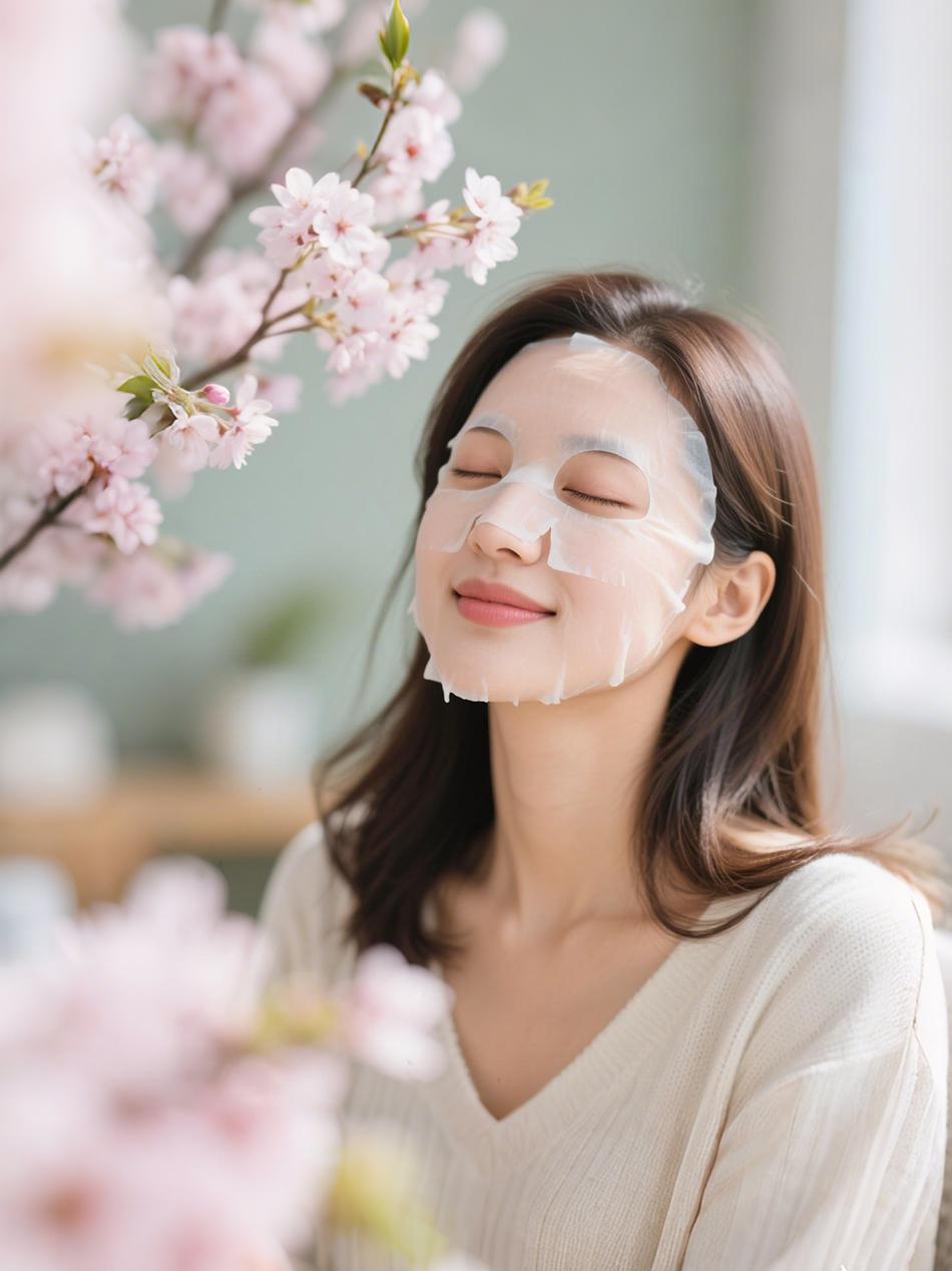 一个年轻女士敷面膜的场面-能看出是春季，女性年纪25-35岁.jpg
